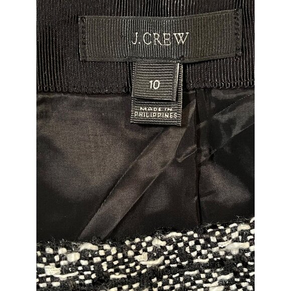 J. Crew Women's Black/White Textured Pencil Skirt With Fringe Hem SIZE-10 - Picture 4 of 6